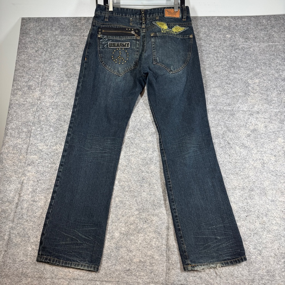Robin’s Jean US Army Embroidered Jeans Blue Size 31 Y2K Distressed Streetwear - Picture 12 of 16